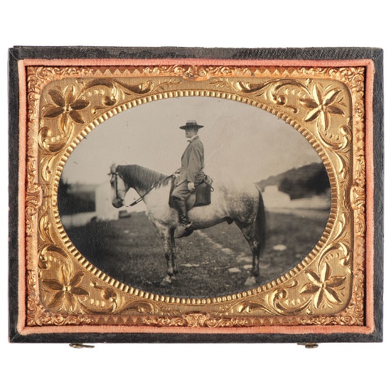 Quarter Plate Tintype of Robert E. Lee on Traveller, by A.H. Plecker, 1866