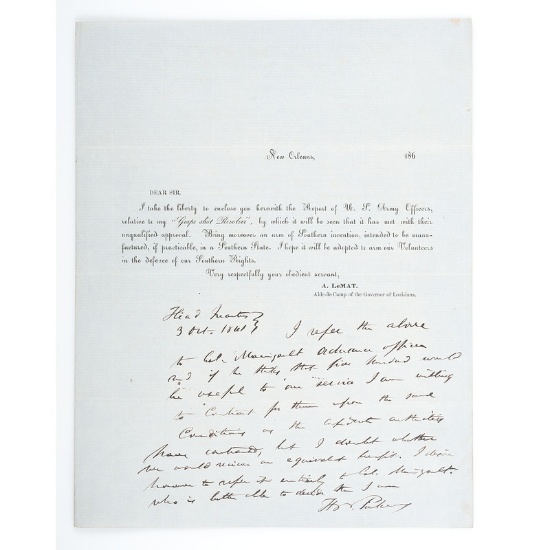Actual Sales Broadside for Colonel Le Mat's Grape Shot Revolver, Incl. South Carolina Governor Picke