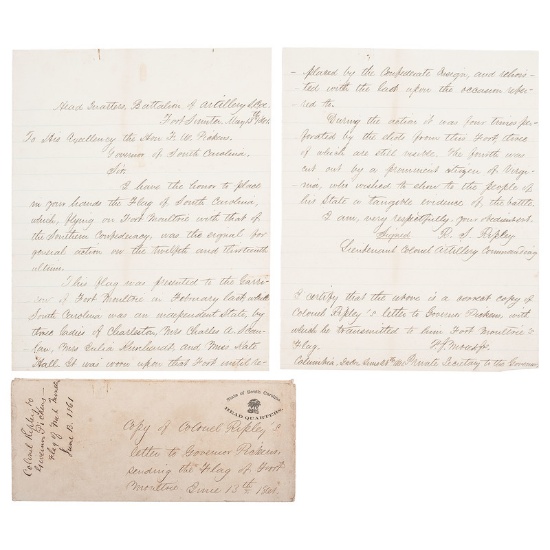 Retained Copy of R.S. Ripley Letter Regarding the Fort Moultrie Flag, 1861