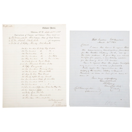 R.S. Ripley ALS and DS Regarding Artillery Ordnance, 1861