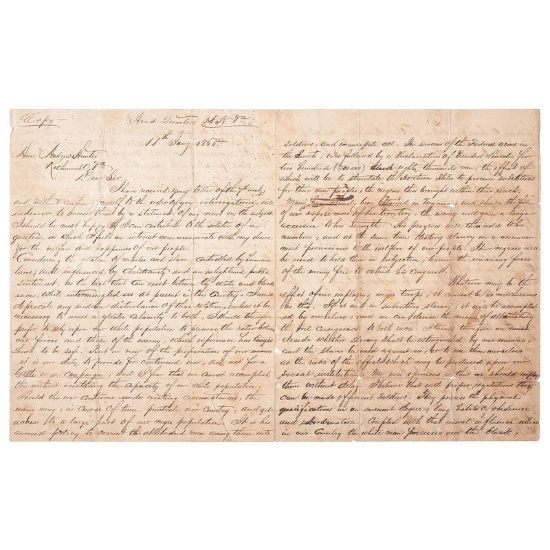 Robert E. Lee to Andrew Hunter, January 11, 1865, Regarding Enlisting Negro Troops in the Confederat
