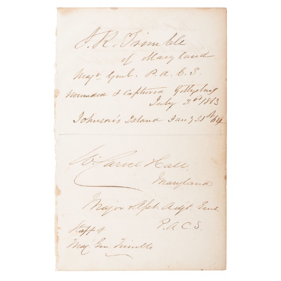Confederate Autograph Page, Incl. Major General Isaac R. Trimble