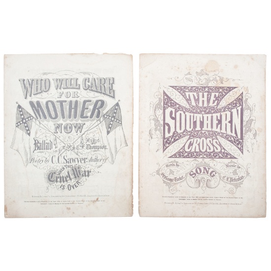 Confederate Sheet Music, Incl. "Who Will Care for Mother Now?" and "The Southern Cross"
