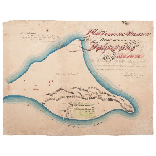 Map of Johnson's Island Prison Camp Near Sandusky, Ohio
