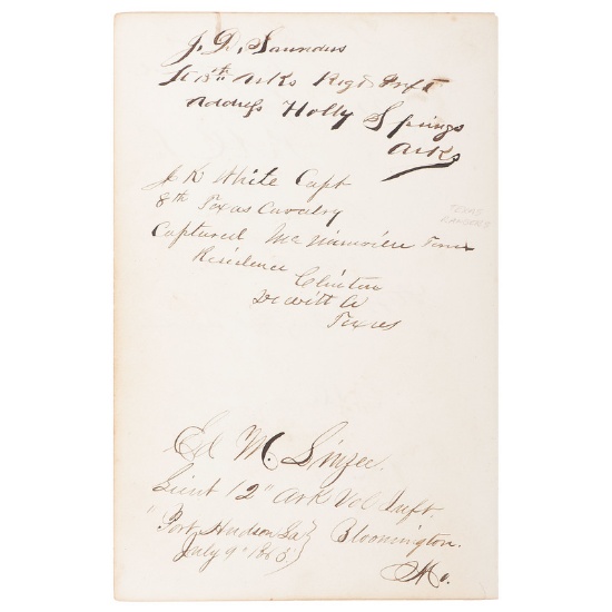 Confederate Prisoners of War Autograph Page, Johnson's Island, Incl. General James J. Archer, Captur