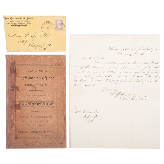 Lieutenant Samuel Boyer Davis, Johnson's Island POW, 1865 ALS, Plus