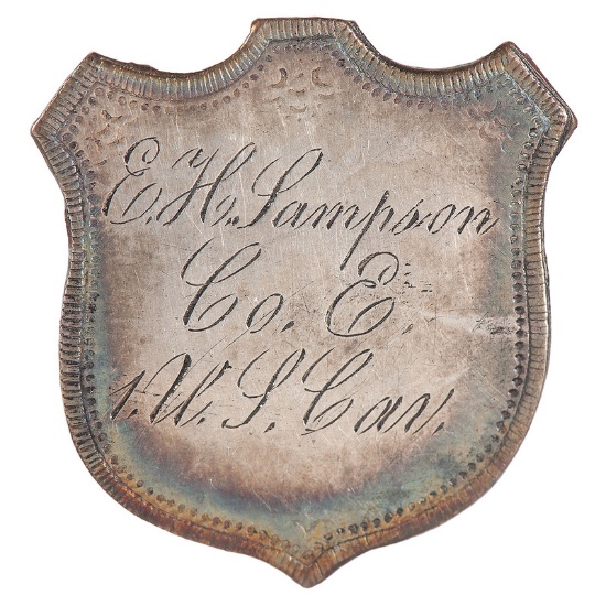 Silver ID Pin, Edgar H. Sampson, 1st US Regular Cavalry
