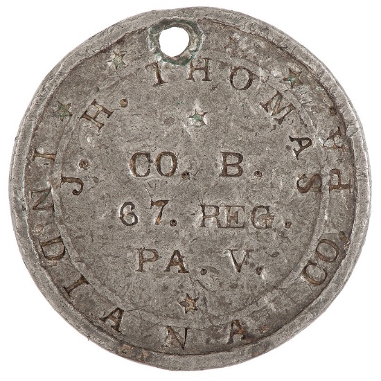 ID Disk of John H. Thomas, 67th Pennsylvania Volunteers, Captured at Winchester, VA