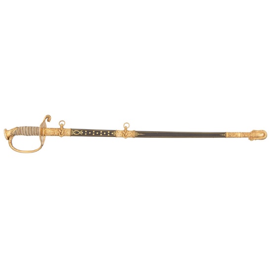 14K Gold Naval Presentation Sword To Commander Daniel Delehanty by Gorham