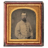 Sixth Plate Ambrotype of a Confederate Soldier by a New Orleans Photographer