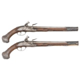 Pair of Early Flintlock Holster Pistols by Giles Desellier For The Middle Eastern Market