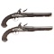 Pair of 18th Century Silver Mounted English Flintlock Pistols by Smith