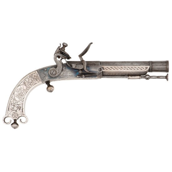 Silver Mounted Scottish Flintlock Ramhorn Butt Pistol