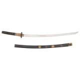 A Good Shin Shinto Period Japanese Sword (Katana) in Edo Period Mounts Signed Yoshitsugu