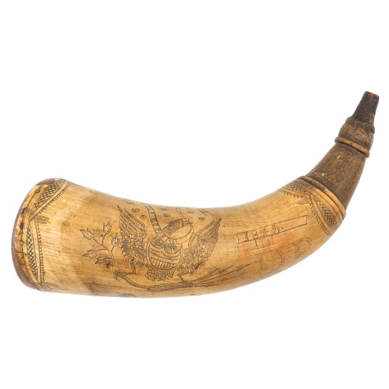 Engraved Powder Horn by Tim Tansel Dated 1849