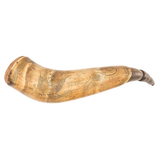 Tim Tansel Engraved Powder Horn Dated 1850