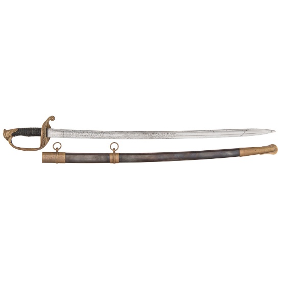 French Import U.S. Model 1850 Foot Officer's Sword Presented to D.D. Neal, Sumner Home Guard