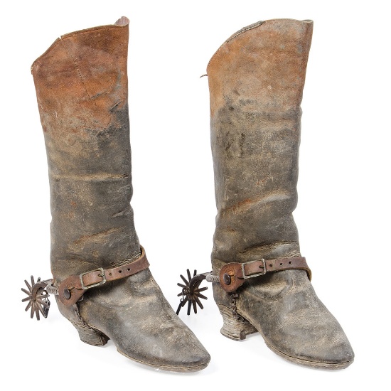 1870 Mexican Boots with Silver inlay Spurs