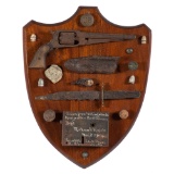 Civil War Relic Display Attractively Presented on Wood Board