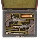 Rosewood Cased Pair of Small Flint Box Lock Pistols by D. Egg