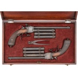 Rare Pair of French Gifford Air Pistols by St. Etienne