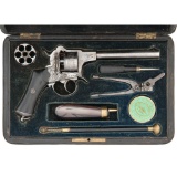 Cased Jongen Freres Patent Dual Cylinder Percussion & Pinfire Revolver