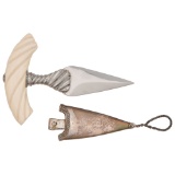 Particularly Elegant & Unusual Push Dagger with Triangular Hollowed Blade with Scabbard by Hale