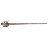 Colonial Period English Basket Hilted Broadsword with Onion Pommel and Stag Grip