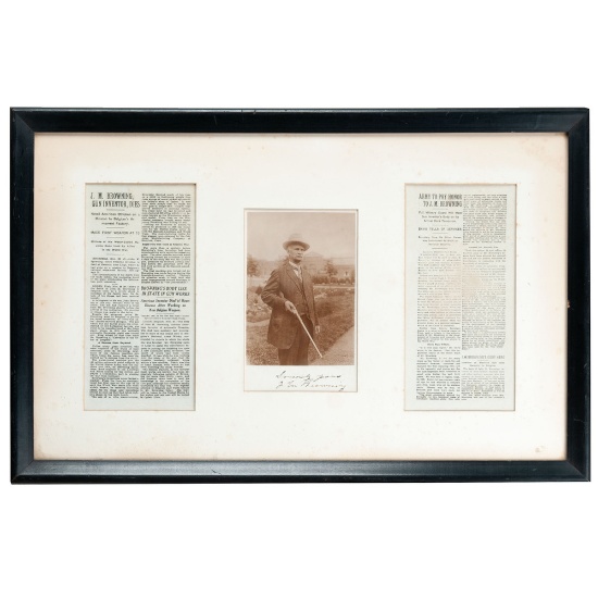 Autographed Photograph with Newspaper Death Notice of John M. Browning