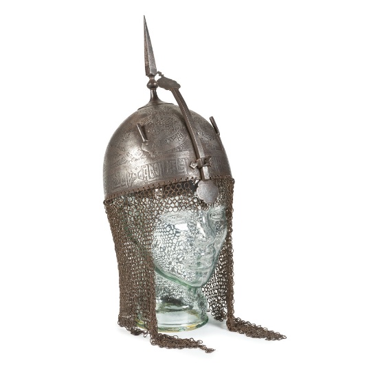Qajar Dynasty Khula Khud Helmet with Aventail