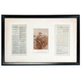 Autographed Photograph with Newspaper Death Notice of John M. Browning