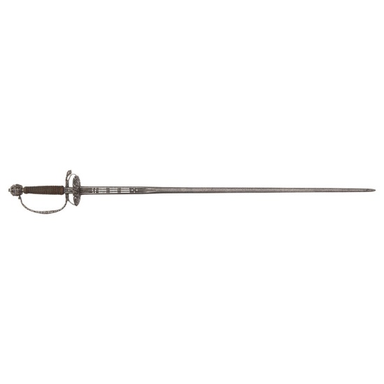 Finely Chiseled 17th Century Dutch Steel Hilt Court Sword