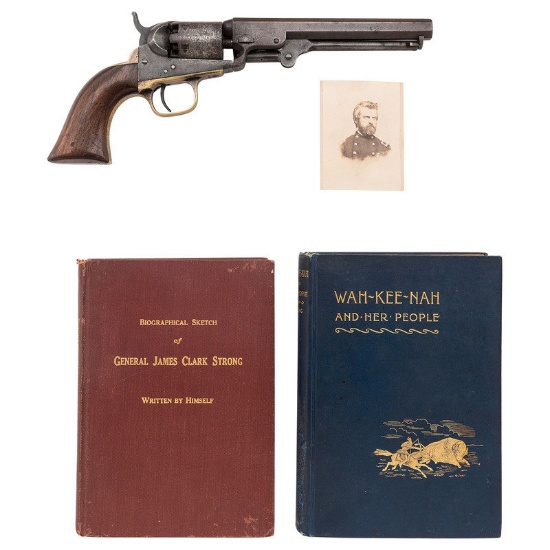 Inscribed Colt 1849 Pocket Revolver Of Capt. James C. Strong - 21st NY - Wounded At Williamsburg