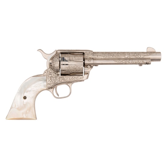 **Engraved 2nd Generation Colt Single Action Army Revolver with Mother of Pearl Grips in Factory Box