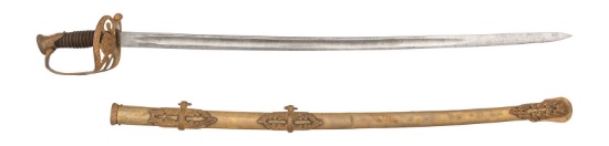 Non-Regulation Import Staff & Field Officers Sword Inscribed to Lt. Col. Andrew W. Raffen