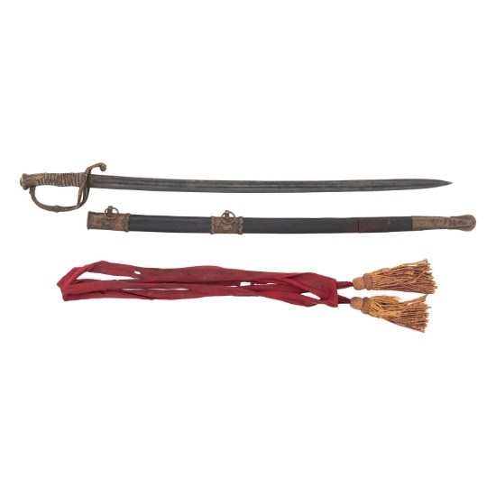Import Foot Officers Sword with Scabbard to Capt.  S.E. Thomason - Captured and Descended in Texas