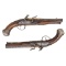 Pair of French Silver Mounted Flintlock Officers Pistols by Jean Seuts (Seux) circa 1785