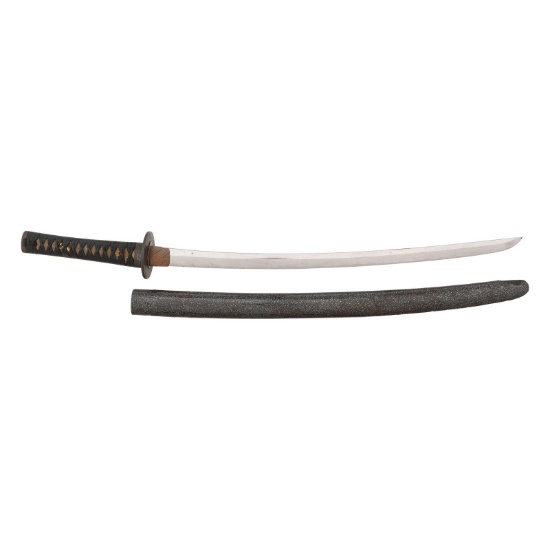 Edo-Period Japanese Wakizashi Signed "Omi No Kami Hisamichi" with Imperial Chrysanthemum