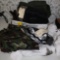 Asst of camo jackets, camp clothing, gloves, bags, etc