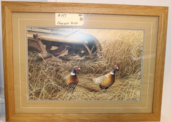 Matted and framed pheasant print