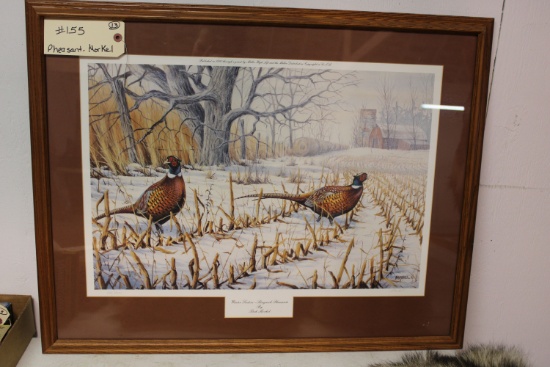 Rick Morkle "Winter Feeders" Ring Neck Pheasants print