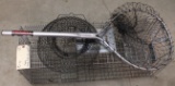 Live animal trap, fishing nets, minnow basket