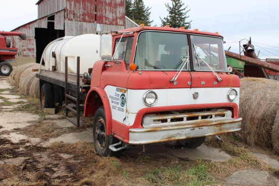 Red & White FORD cabover flatbed truck