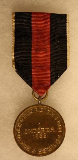 Nazi 1 Oct 1938 Sudentenland medal w/ Prague bar