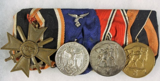 WWII Nazi Luftwaffe parade mounted medals This group of 4 includes the Meri