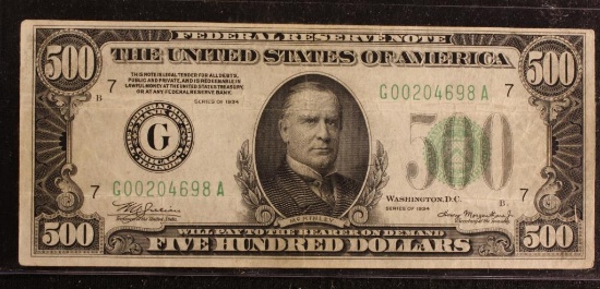 Series 1934 $500 Federal Reserve Note
