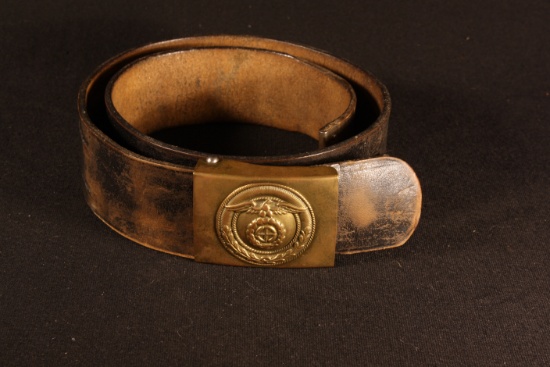   Nazi brass SA belt buckle and leather belt.