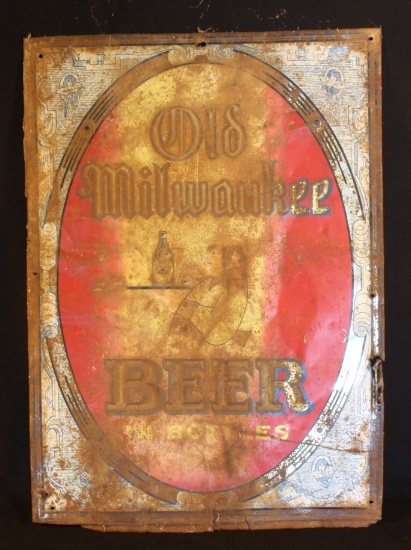 Old Milwaukee Beer Tin Advertising Sign