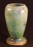 Green Art Glass Lamp Base w/ speckle design