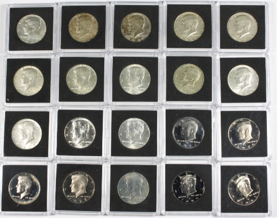 Collection of 20 Silver Clad Kennedy Half Dollars
